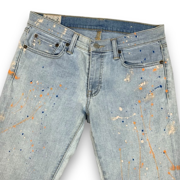 Polo Ralph Lauren Denim - Polo Ralph Lauren Jeans Size 29 Tompkins Skinny Crop Blue Wash Kennedy Painted